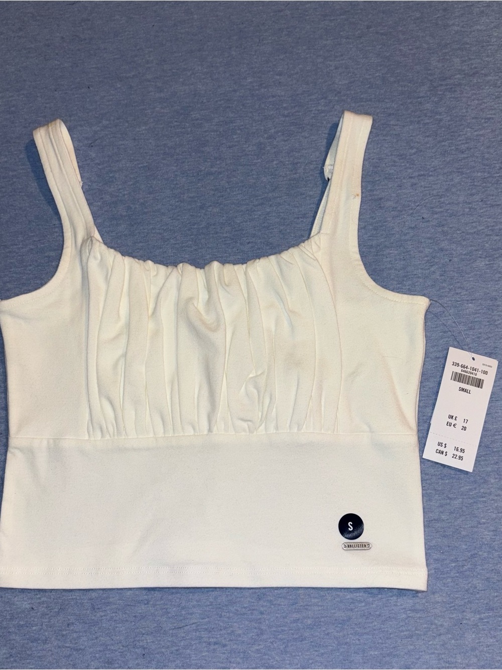 Women’s White Ruched Square-Neck Tank Top